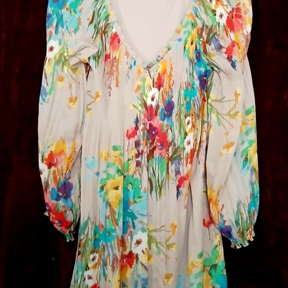 SUNNY LEIGH Floral Spring Watercolor Garden Dress - Picture 1 of 9